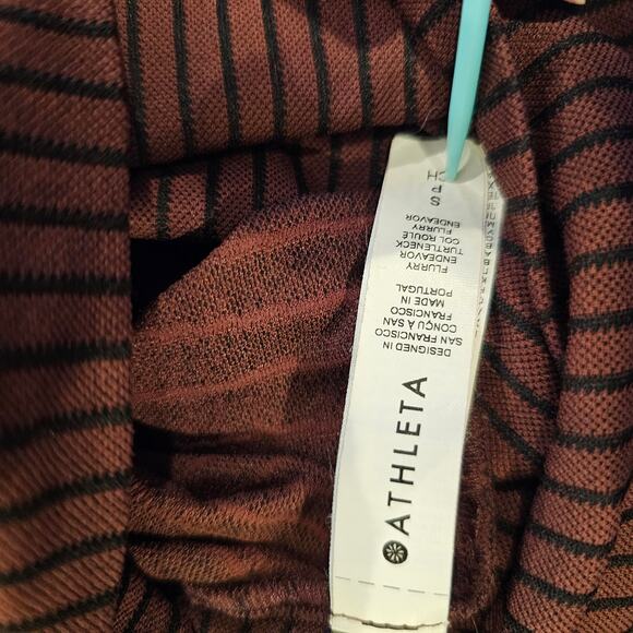 Athleta Flurry Endeavor Turtleneck Women's Small Chocolate Striped - Picture 5 of 8
